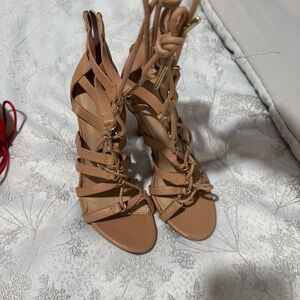 Elegant Tan Strappy Women's Heels